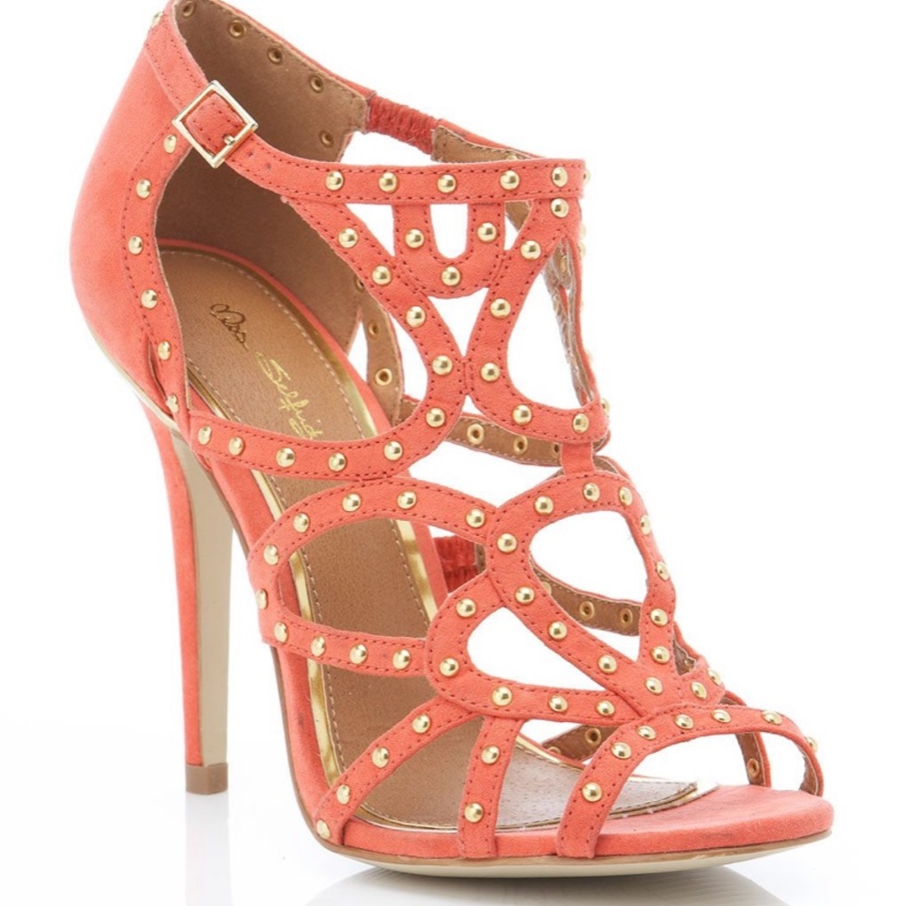 Miss Selfridge Coral Studded Sandals